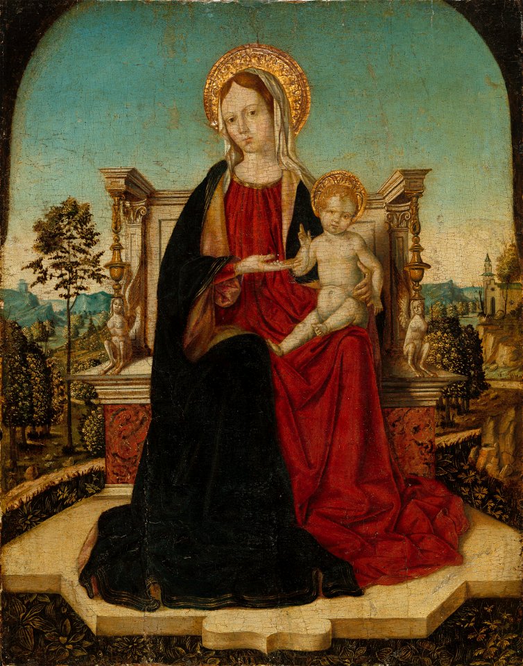 Jacobello di Antonello - Virgin and Child Enthroned in a Landscape - 1939.102 - Fogg Museum