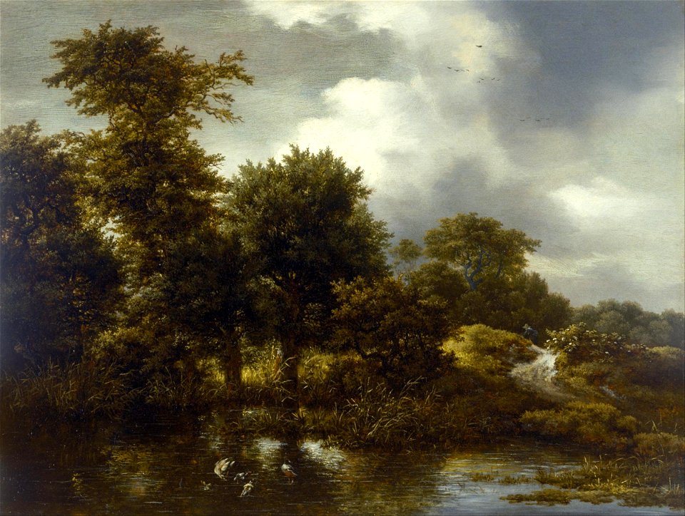 Jacob van Ruisdael - A Wooded Landscape with a Pond - Google Art Project