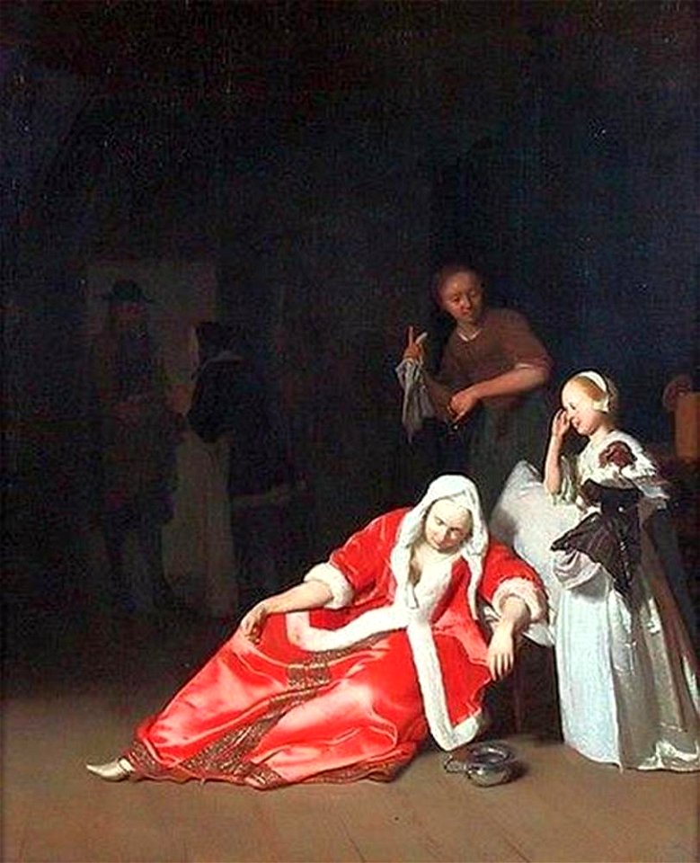 Jacob Ochtervelt - Flauwgevallen vrouw - G 1559 - Museum der bildenden Künste