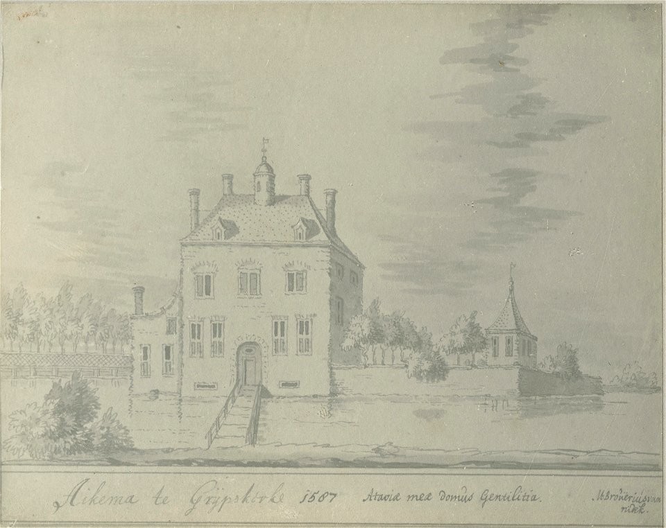 Jacobus Stellingwerf - Aikema te Grijpskerke (ca. 1723 naar een tekening uit 1587)
