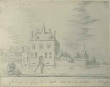Jacobus Stellingwerf - Aikema te Grijpskerke (ca. 1723 naar een tekening uit 1587)