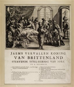 Jacobite broadside - Jaems vervallen Koning van Brittenland stervende tytel-hertog van Jork te St. Germain