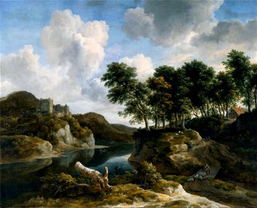 jacob van ruisdael landscape with a village in the distance