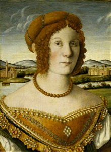 Jacometto Veneziano (d. before 1498) (attributed to) - Portrait of an Unknown Woman, with a Lagoon Landscape and Hills behind (recto) - 1246487 - National Trust