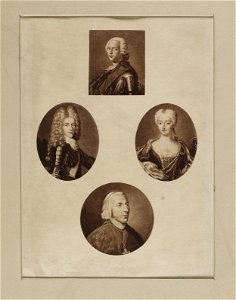 Jacobite broadside - Portrait of Prince James, his wife and two sons