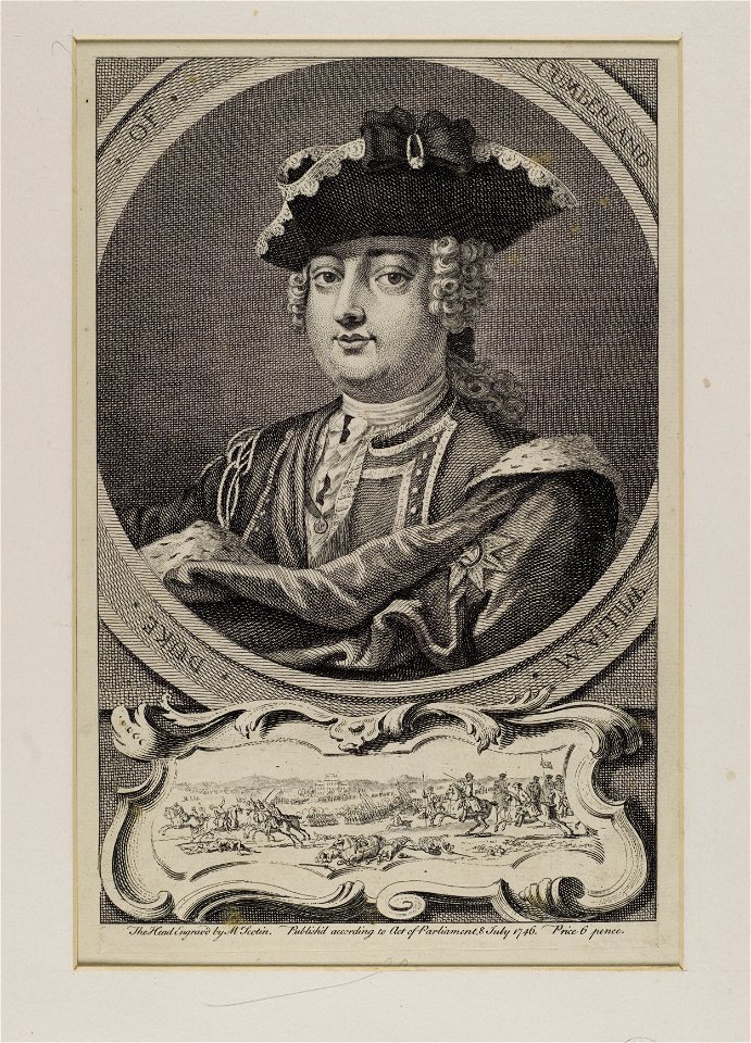 Jacobite broadside - Bust of William Augustus, Duke of Cumberland