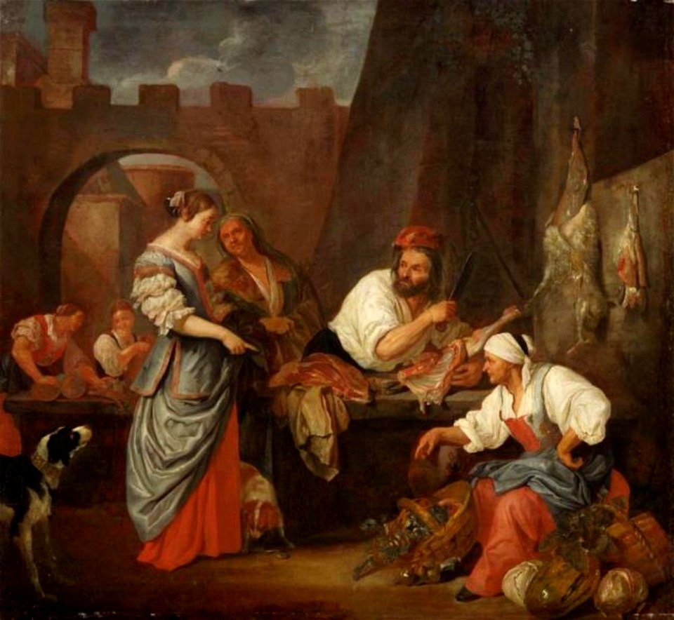 Jacob Toorenvliet - Marktscène met slager en klant - GG 1725 - Kunsthistorisches Museum