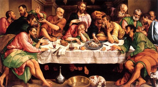 Jacopo Bassano Last Supper 1542. Free illustration for personal and commercial use.