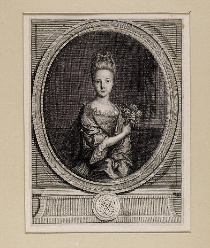 Jacobite broadside - Portrait of Princess Louisa Maria as a young girl, aged 9