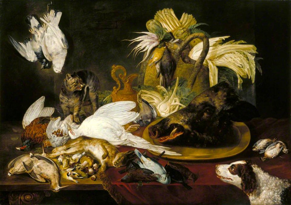 Jacob Xavier Vermoelen (c.1714-1784) - Still Life of Dead Game with a Dog - 138292.1 - National Trust