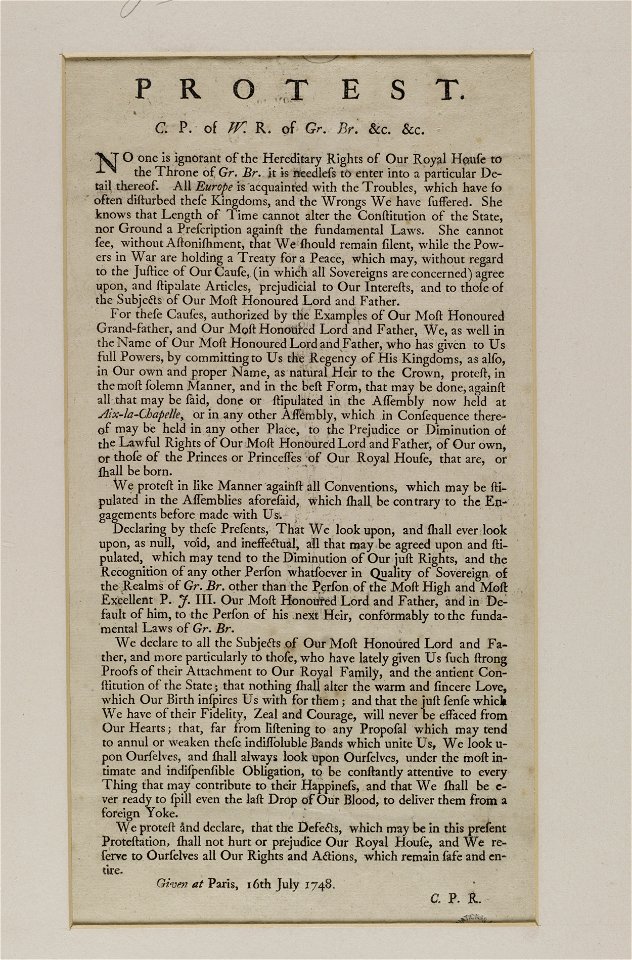 Jacobite broadside - Protest broadside
