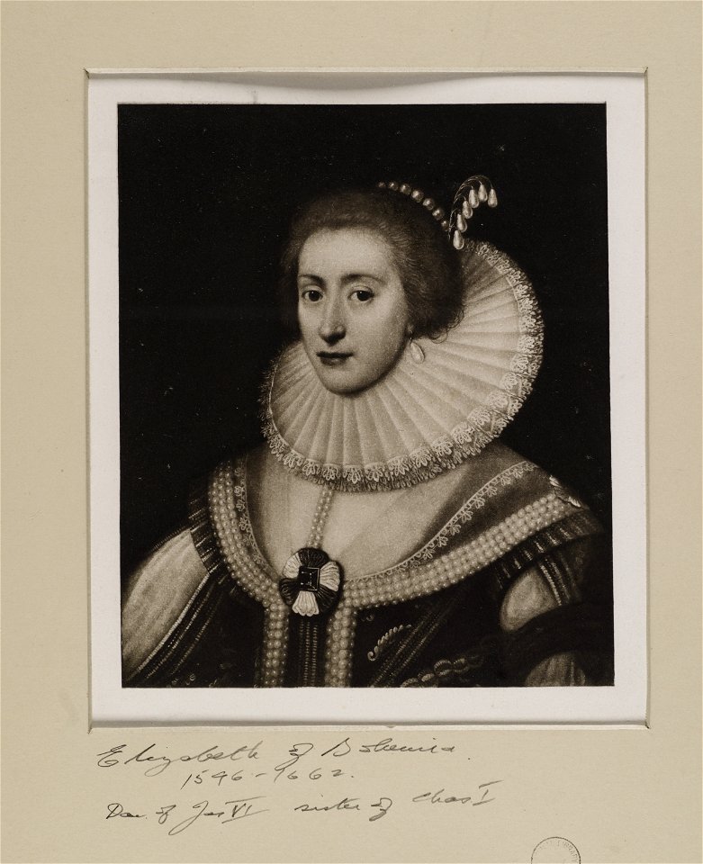 Jacobite broadside - Portrait of Elizabeth, Queen of Bohemia (1592-1662) Daughter of James VI and I