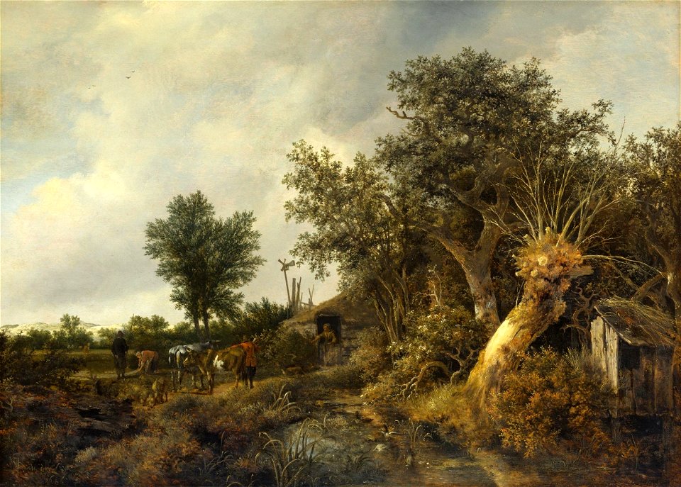 Jacob van Ruisdael - Landscape with a Cottage and Trees