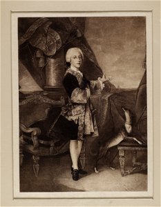 Jacobite broadside - Portrait of Prince Henry as a boy in fine jacket