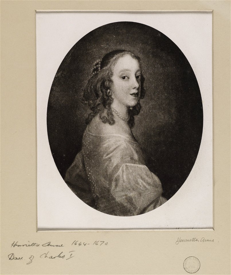 Jacobite broadside - Portrait of Henrietta Anne, Duchess of Orleans (1644-1670)