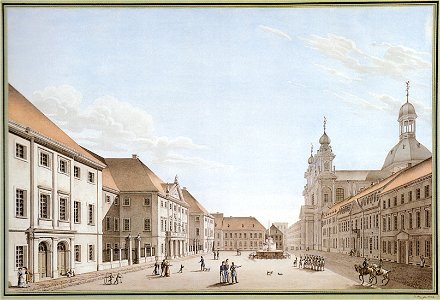 Jacobo Pozzi Mannheim Nationaltheater und Jesuitenkirche 1834