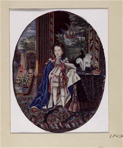 Jacobite broadside - Portrait of young Prince James in colour