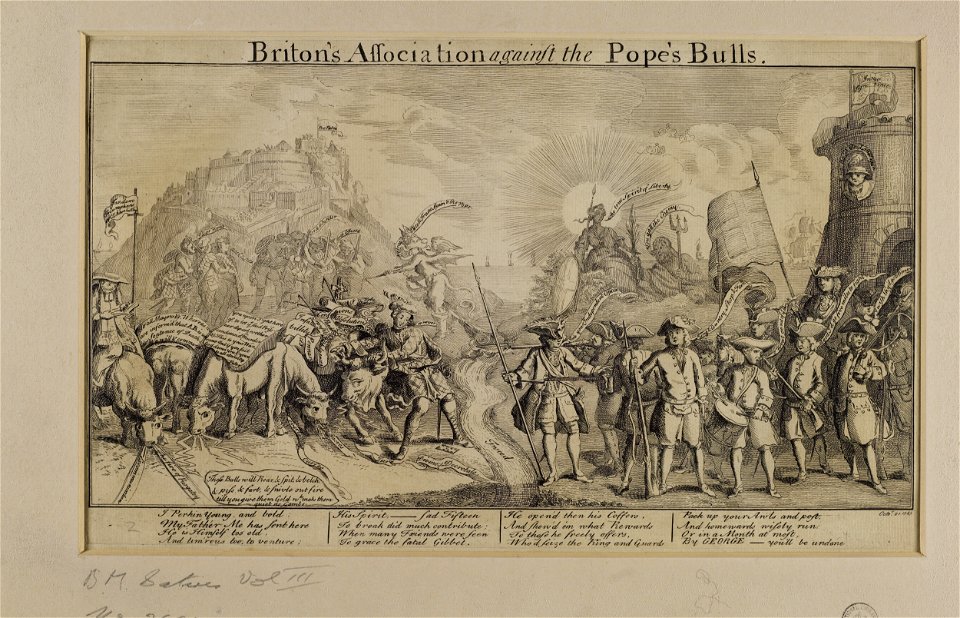 Jacobite broadside - Briton's Association against the Pope's Bulls