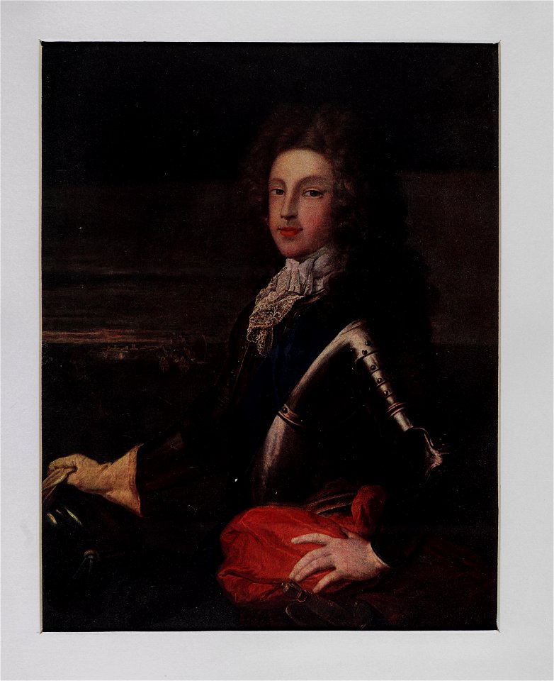 Jacobite broadside - Coloured portrait of Prince James as young man