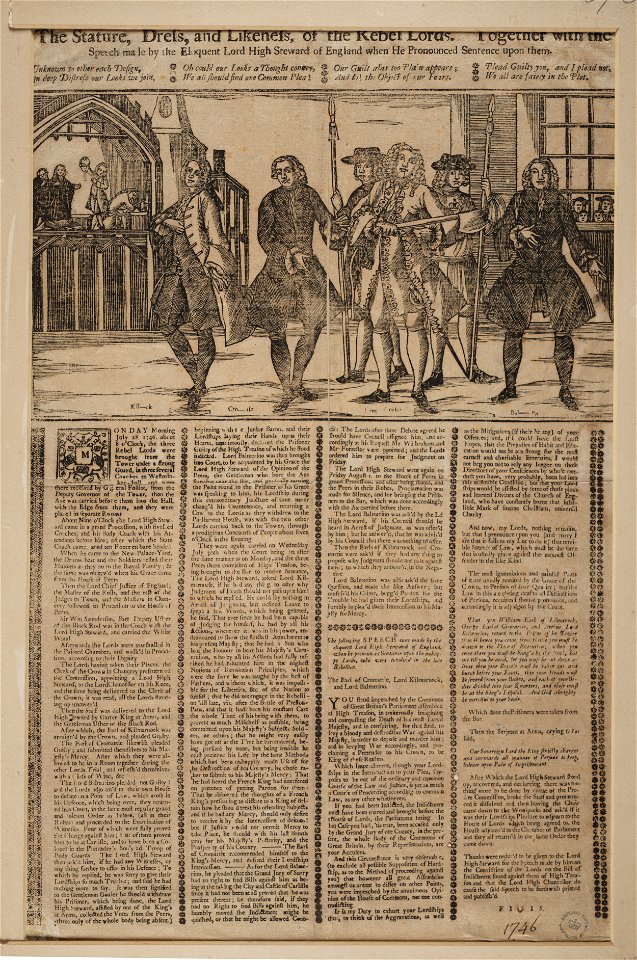 Jacobite broadside - Stature, dress, and likeness of the rebel lords
