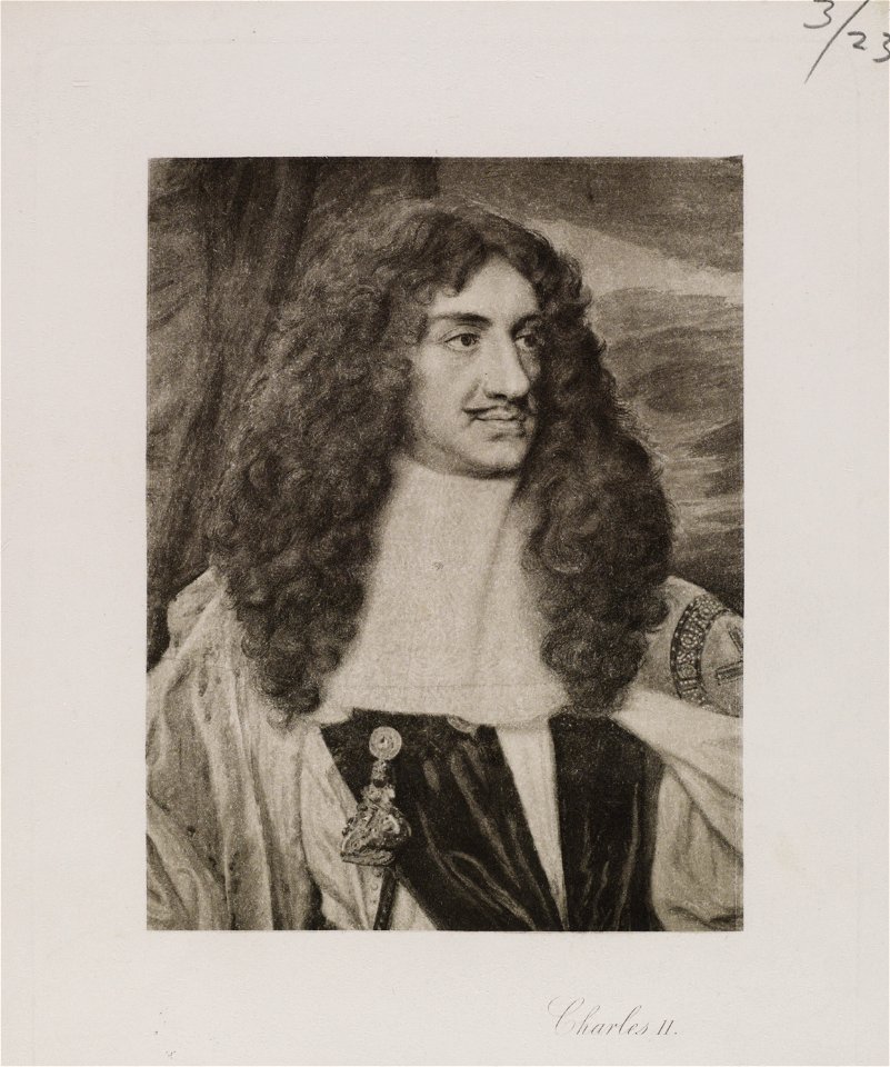 Jacobite broadside - Portrait of Charles II (1630-1685)