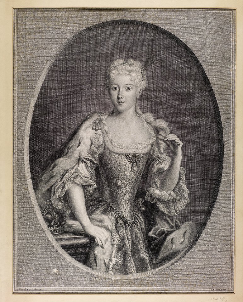 Jacobite broadside - Portrait of Maria Clementina as young woman
