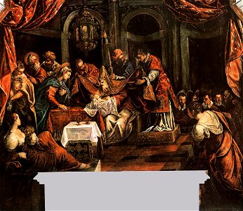 Jacopo Tintoretto - The Circumcision - WGA22599. Free illustration for personal and commercial use.