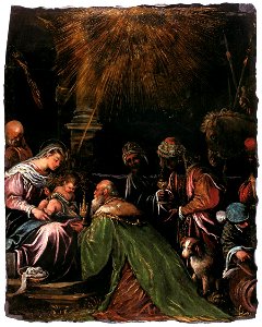 Jacopo da Ponte - Adoration of the Magi - WGA01460. Free illustration for personal and commercial use.