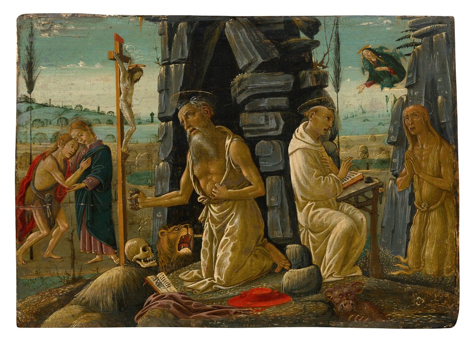 Jacopo de sellaio st jerome christ and john the baptist115559)