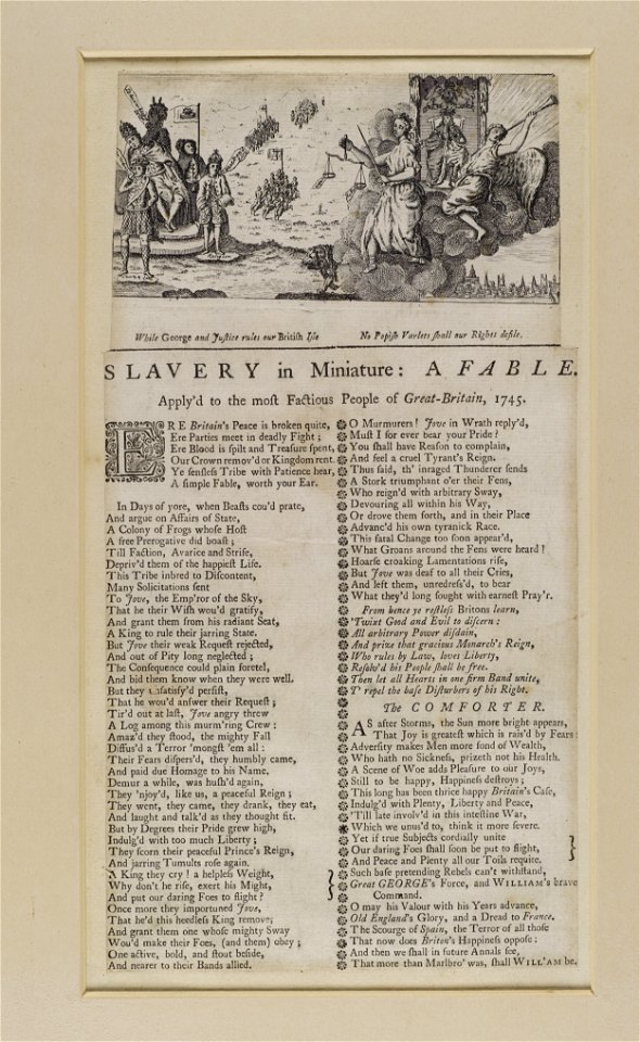 Jacobite broadside - Slavery in Miniature