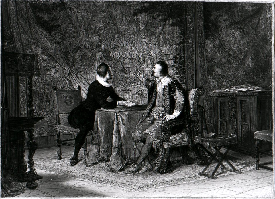 Jacobus Ludovicus Cornet - Anno 1626. Frederik Hendrik laat zich de Palamedes van Vondel voorlezen - SA 4874 - Amsterdam Museum