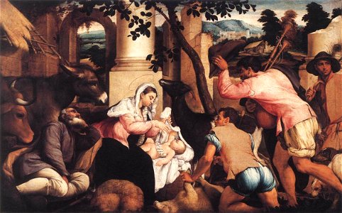 Jacopo da Ponte - Adoration of the Shepherds - WGA01430. Free illustration for personal and commercial use.