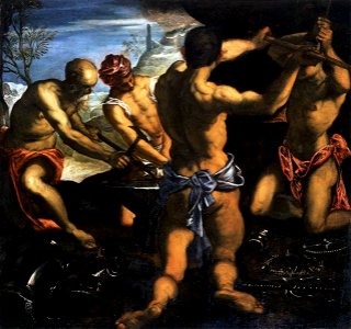 Jacopo Tintoretto - Vulcan's Forge - WGA22620. Free illustration for personal and commercial use.