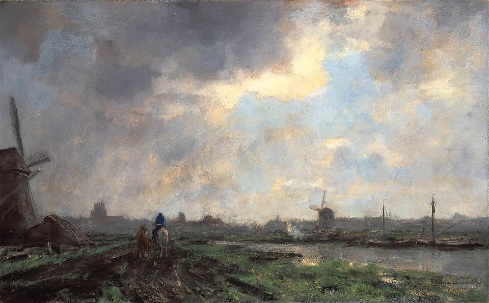 Jacobus Hendricus Maris - Holländische Landschaft mit Treidler - 7838 - Bavarian State Painting Collections