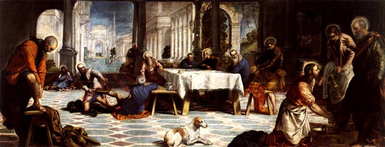 Jacopo Tintoretto - Christ Washing the Feet of His Disciples - WGA22427. Free illustration for personal and commercial use.