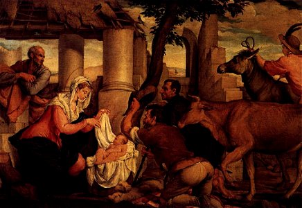 Jacopo da Ponte - Adoration of the Shepherds - WGA01438. Free illustration for personal and commercial use.