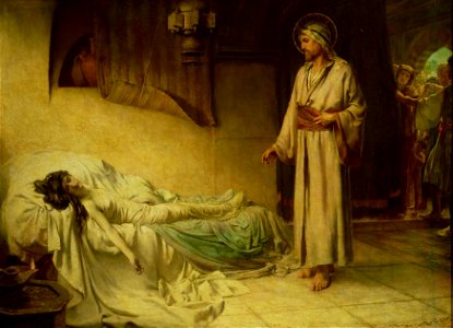 George Percy Jacomb-Hood - The Raising of Jairus' Daughter (1895). Free illustration for personal and commercial use.