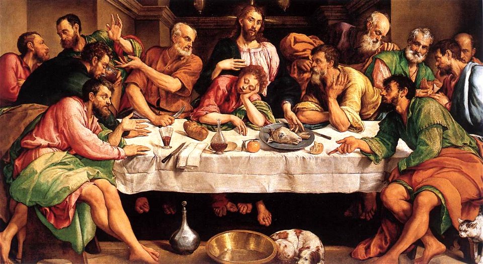 Jacopo da Ponte - The Last Supper - WGA01433. Free illustration for personal and commercial use.