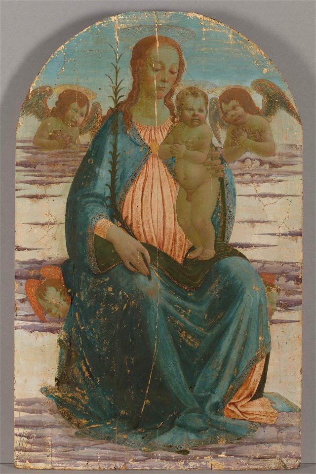 Jacopo del Sellaio - Virgin and Child with Angels Seated on Cloud - 1871.46 - Yale University Art Gallery