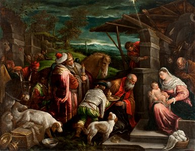 Jacopo Bassano, il vecchio - Adoration of the Magi - Google Art Project. Free illustration for personal and commercial use.
