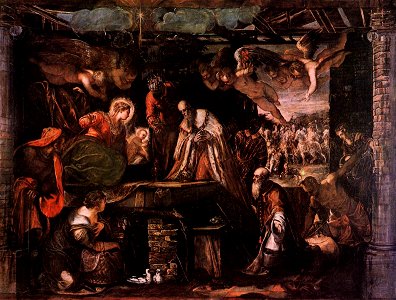 Jacopo Tintoretto - The Adoration of the Magi - WGA22583. Free illustration for personal and commercial use.