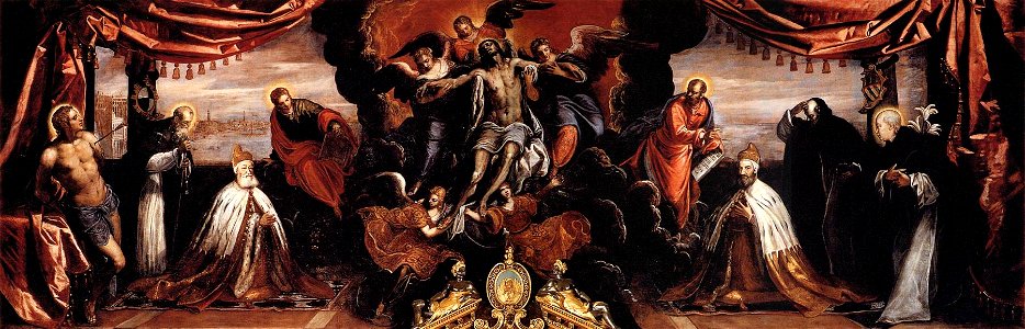 Jacopo Tintoretto - The Dead Christ Adored by Doges Pietro Lando and Marcantonio Trevisan (detail) - WGA22628