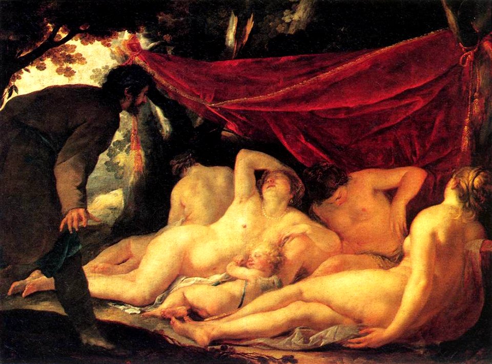 Jacques Blanchard - Venus and the Three Graces Surprised by a Mortal - WGA2237
