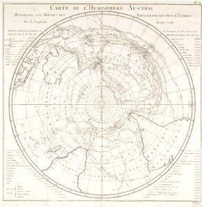 Jacques Cook - Carte de l'Hemisphere Austral (1778). Free illustration for personal and commercial use.