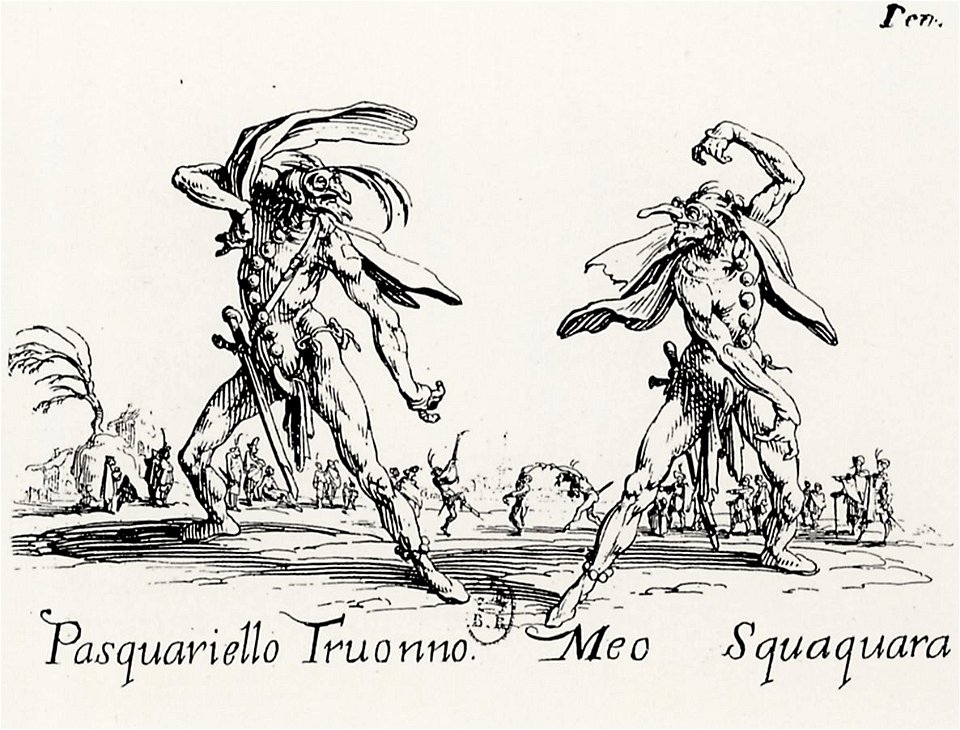 Jacques Callot, Balli di Sfessania, Pasquariello Truonno and Meo Squaquara