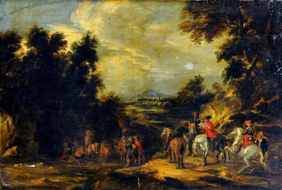 Jacques d' Arthois (1613-after 1686) - Cavaliers Halting on a Road in a Landscape - 290452 - National Trust