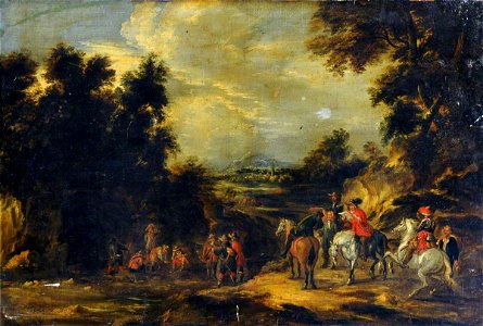 Jacques d' Arthois (1613-after 1686) - Cavaliers Halting on a Road in a Landscape - 290452 - National Trust