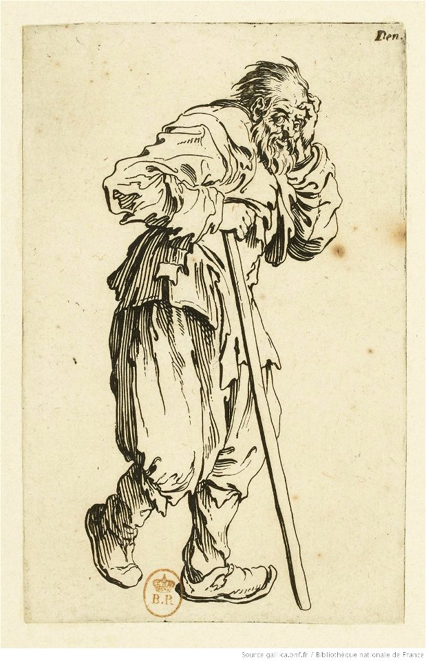 Jacques Callot - Les Gueux (19) - Le gueux appuyé sur son bâton