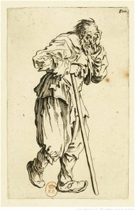 Jacques Callot - Les Gueux (19) - Le gueux appuyé sur son bâton