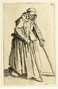 Jacques Callot - Les Gueux (16) - La mendiante aux béquilles